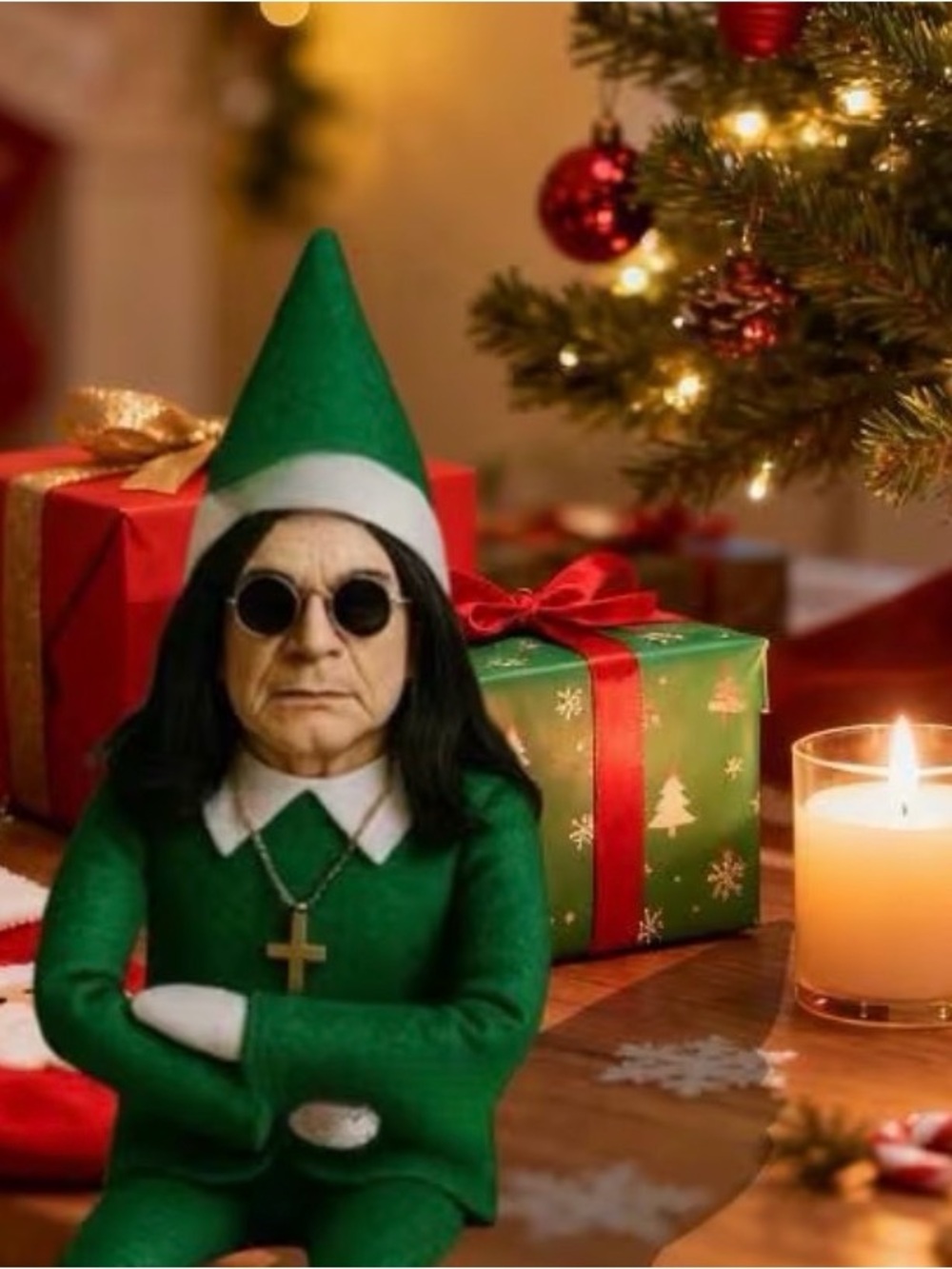 Ozzy Osborne Green Holiday Elf Plush Figure - Festive Seasonal Accent